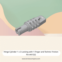 Hinge Cylinder 1 x 3 Locking with 1 Finger and Technic Friction Pin #41532 - 194-Light Bluish Gray