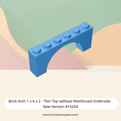 Brick Arch 1 x 6 x 2 - Thin Top without Reinforced Underside - New Version #15254  - 102-Medium Blue