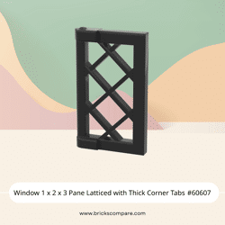 Window 1 x 2 x 3 Pane Latticed with Thick Corner Tabs #60607 - 26-Black