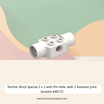 Technic Brick Special 2 x 2 with Pin Hole, with 2 Rotation Joint Sockets #48172 - 1-White