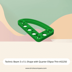 Technic Beam 3 x 5 L-Shape with Quarter Ellipse Thin #32250 - 28-Green