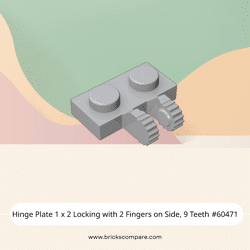 Hinge Plate 1 x 2 Locking with 2 Fingers on Side, 9 Teeth #60471 - 194-Light Bluish Gray