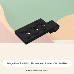 Hinge Plate 2 x 4 With Pin Hole And 3 Holes - Top #98286 - 26-Black