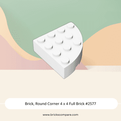 Brick, Round Corner 4 x 4 Full Brick #2577 - 1-White
