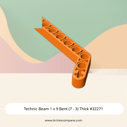 Technic Beam 1 x 9 Bent (7 - 3) Thick #32271 - 106-Orange