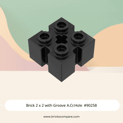 Brick 2 x 2 with Groove A.Cr.Hole #90258 - 26-Black