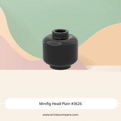 Minifig Head Plain #3626 - 26-Black