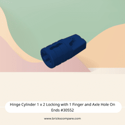 Hinge Cylinder 1 x 2 Locking with 1 Finger and Axle Hole On Ends #30552 - 140-Dark Blue