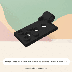 Hinge Plate 2 x 4 With Pin Hole And 3 Holes - Bottom #98285 - 26-Black