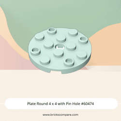 Plate Round 4 x 4 with Pin Hole #60474 - 323-Light Aqua