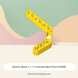 Technic Beam 1 x 11.5 Double Bent Thick #32009 - 24-Yellow