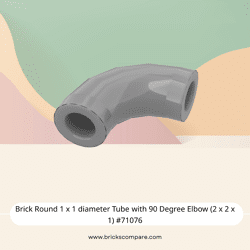 Brick Round 1 x 1 diameter Tube with 90 Degree Elbow (2 x 2 x 1) #71076 - 315-Flat Silver