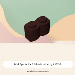 Brick Special 1 x 2 Palisade - aka Log #30136 - 308-Dark Brown