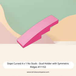 Slope Curved 4 x 1 No Studs - Stud Holder with Symmetric Ridges #11153  - 221-Dark Pink