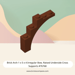 Brick Arch 1 x 5 x 4 Irregular Bow, Raised Underside Cross Supports #76768 - 192-Reddish Brown