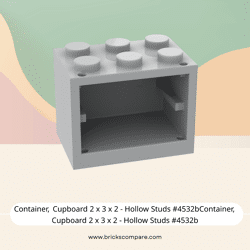 Container, Cupboard 2 x 3 x 2 - Hollow Studs #4532bContainer, Cupboard 2 x 3 x 2 - Hollow Studs #4532b - 194-Light Bluish Gray