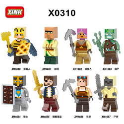 XINH X0310 8 minifigures: Minecraft