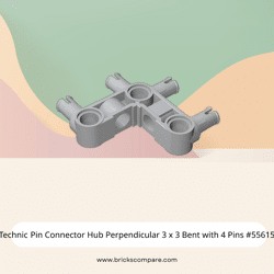 Technic Pin Connector Hub Perpendicular 3 x 3 Bent with 4 Pins #55615 - 194-Light Bluish Gray