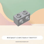 Brick Special 1 x 2 with 2 Studs on 1 Side #11211 - 194-Light Bluish Gray