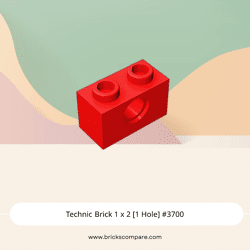 Technic Brick 1 x 2 [1 Hole] #3700 - 21-Red