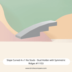 Slope Curved 4 x 1 No Studs - Stud Holder with Symmetric Ridges #11153  - 194-Light Bluish Gray