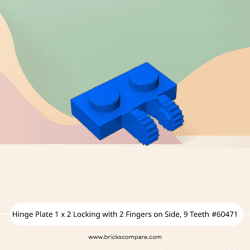 Hinge Plate 1 x 2 Locking with 2 Fingers on Side, 9 Teeth #60471 - 23-Blue