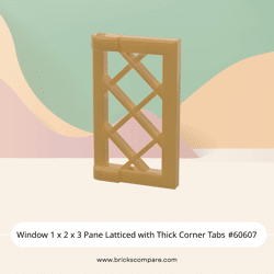 Window 1 x 2 x 3 Pane Latticed with Thick Corner Tabs #60607 - 297-Pearl Gold