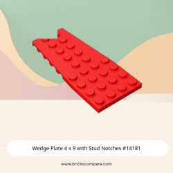 Wedge Plate 4 x 9 with Stud Notches #14181 - 21-Red