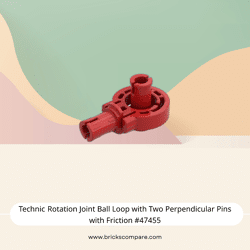 Technic Rotation Joint Ball Loop with Two Perpendicular Pins with Friction #47455 - 21-Red