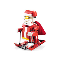 DoubleE / CADA C51034 Santa Claus, Christmas sleigh car smart sound and light sensing two-in-one building block toys