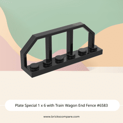 Plate Special 1 x 6 with Train Wagon End Fence #6583 - 26-Black