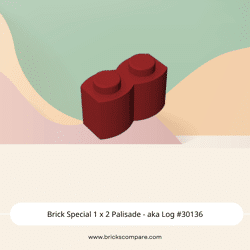 Brick Special 1 x 2 Palisade - aka Log #30136 - 154-Dark Red