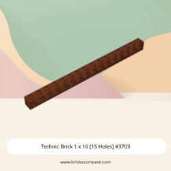 Technic Brick 1 x 16 [15 Holes] #3703 - 192-Reddish Brown