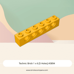 Technic Brick 1 x 6 [5 Holes] #3894 - 191-Bright Light Orange