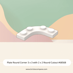 Plate Round Corner 3 x 3 with 2 x 2 Round Cutout #68568 - 1-White