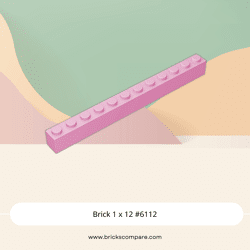 Brick 1 x 12 #6112 - 222-Bright Pink