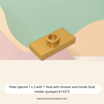 Plate Special 1 x 2 with 1 Stud with Groove and Inside Stud Holder (Jumper) #15573 - 297-Pearl Gold