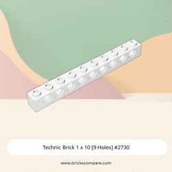 Technic Brick 1 x 10 [9 Holes] #2730 - 1-White
