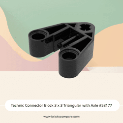Technic Connector Block 3 x 3 Triangular with Axle #58177  - 26-Black