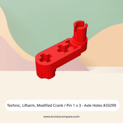 Technic, Liftarm, Modified Crank / Pin 1 x 3 - Axle Holes #33299  - 21-Red