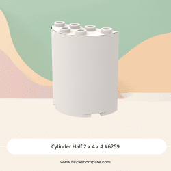 Cylinder Half 2 x 4 x 4 #6259 - 1-White