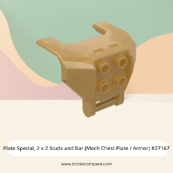 Plate Special, 2 x 2 Studs and Bar (Mech Chest Plate / Armor) #27167 - 297-Pearl Gold