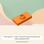 Plate Special 1 x 2 with 1 Stud with Groove and Inside Stud Holder (Jumper) #15573 - 106-Orange