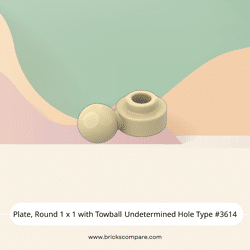 Plate, Round 1 x 1 with Towball Undetermined Hole Type #3614 - 5-Tan