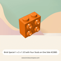 Brick Special 1 x 2 x 1 2/3 with Four Studs on One Side #22885 - 106-Orange