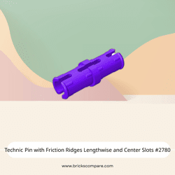 Technic Pin with Friction Ridges Lengthwise and Center Slots #2780 - 268-Dark Purple