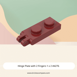 Hinge Plate with 2 Fingers 1 x 2 #4276 - 154-Dark Red