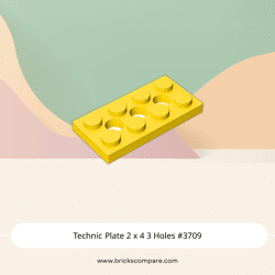 Technic Plate 2 x 4 3 Holes #3709 - 24-Yellow