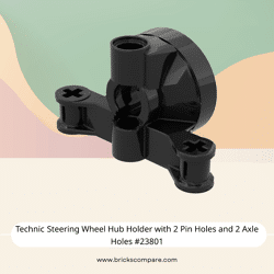 Technic Steering Wheel Hub Holder with 2 Pin Holes and 2 Axle Holes #23801  - 26-Black