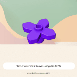 Plant, Flower 2 x 2 Leaves - Angular #4727 - 268-Dark Purple